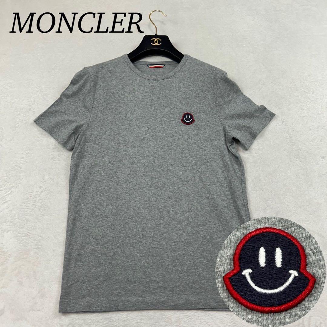 K143 S モンクレール ワッペン ニコちゃん 半袖 Tシャツ グレー メンズ