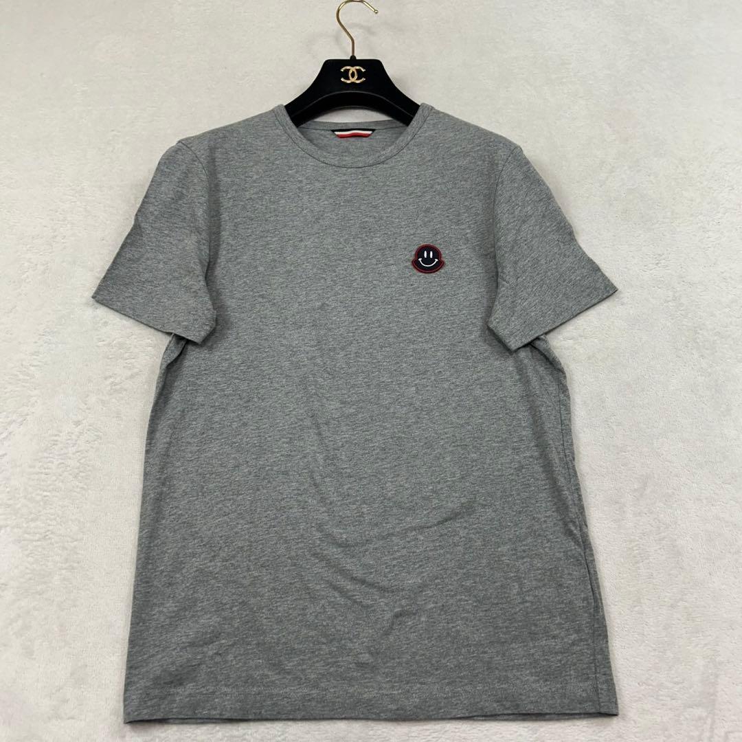 K143 S モンクレール ワッペン ニコちゃん 半袖 Tシャツ グレー メンズ
