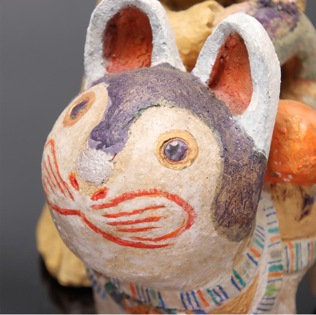 林義雄 作『犬張子と子供』箱無 童塑 陶人形 ＹＯＳＨＩＯ Ｈ 童画家 絵本画家