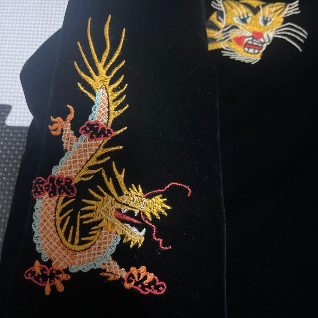 Houston ベトジャン ベルベットスカジャン ドラゴン・虎刺繍