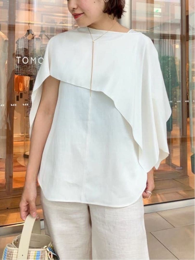 DES PRES デプレ ソフトサテン レイヤードブラウス ライトイエロー