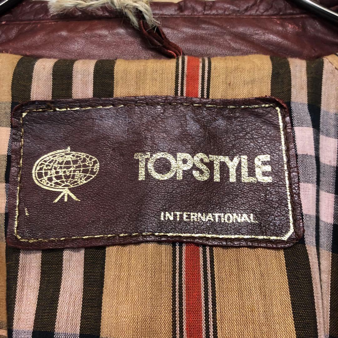 TOPSTYLE レザー ロングコート 90s 赤茶色 ブラウン　R
