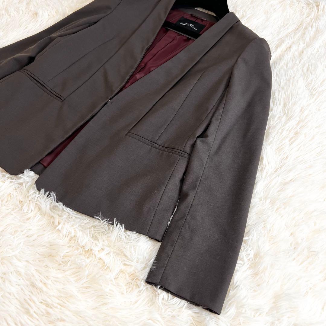 美品✨グリーンレーベルリラクシング　パンツスーツ　ノーカラー　ブラウン　40