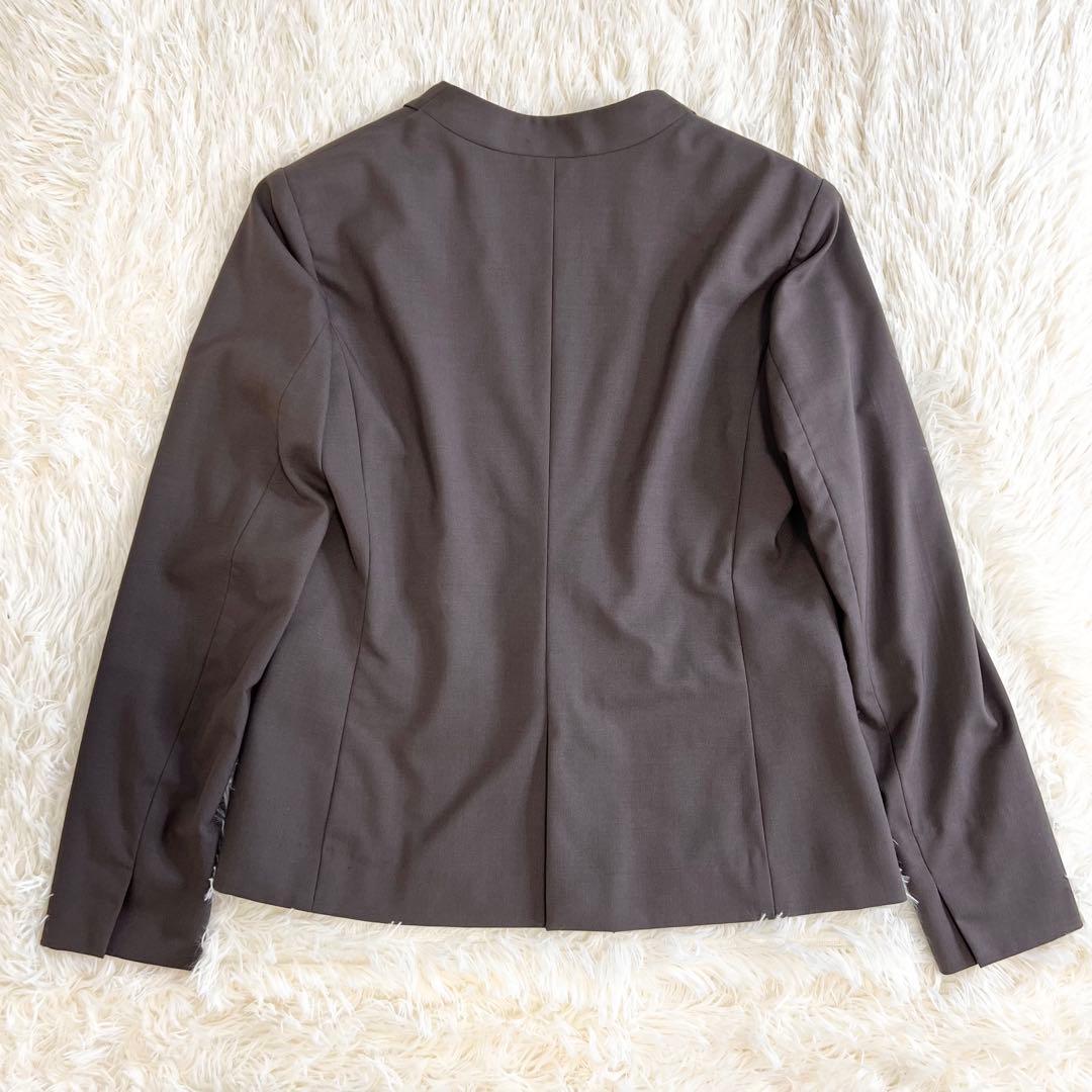 美品✨グリーンレーベルリラクシング　パンツスーツ　ノーカラー　ブラウン　40