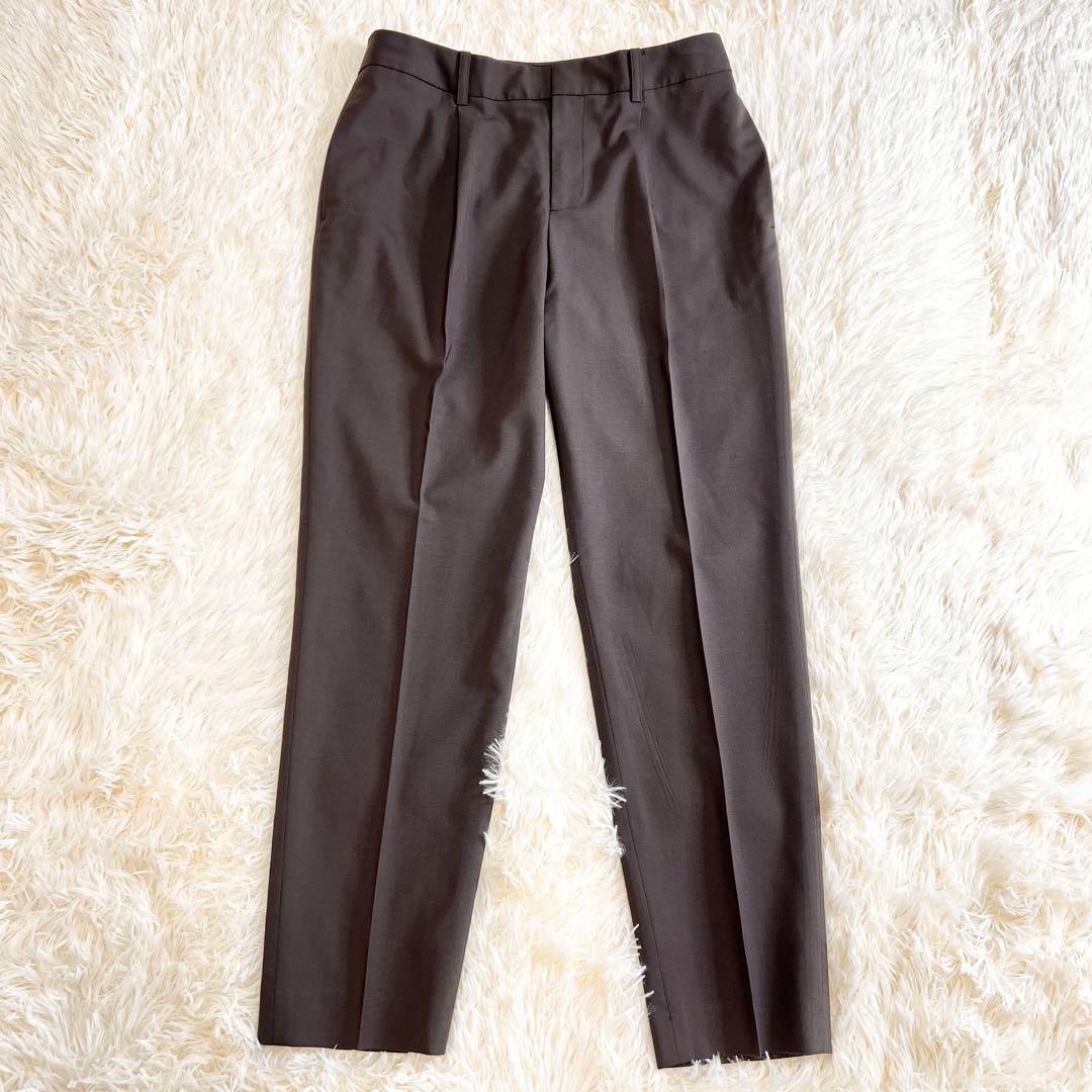 美品✨グリーンレーベルリラクシング　パンツスーツ　ノーカラー　ブラウン　40