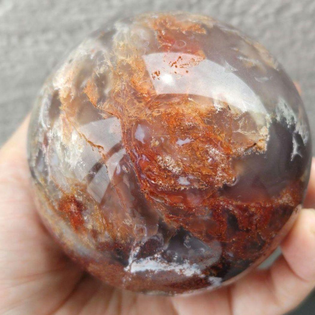 高品質　レッドモスアゲート　スフィア