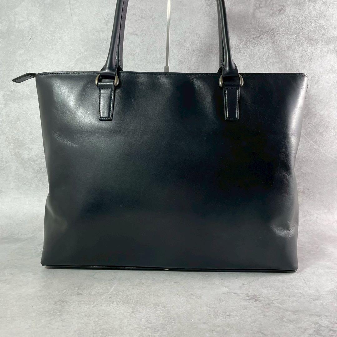 マザーハウス アンティーク スリムトート A4可 肩掛け オールレザー ブラック