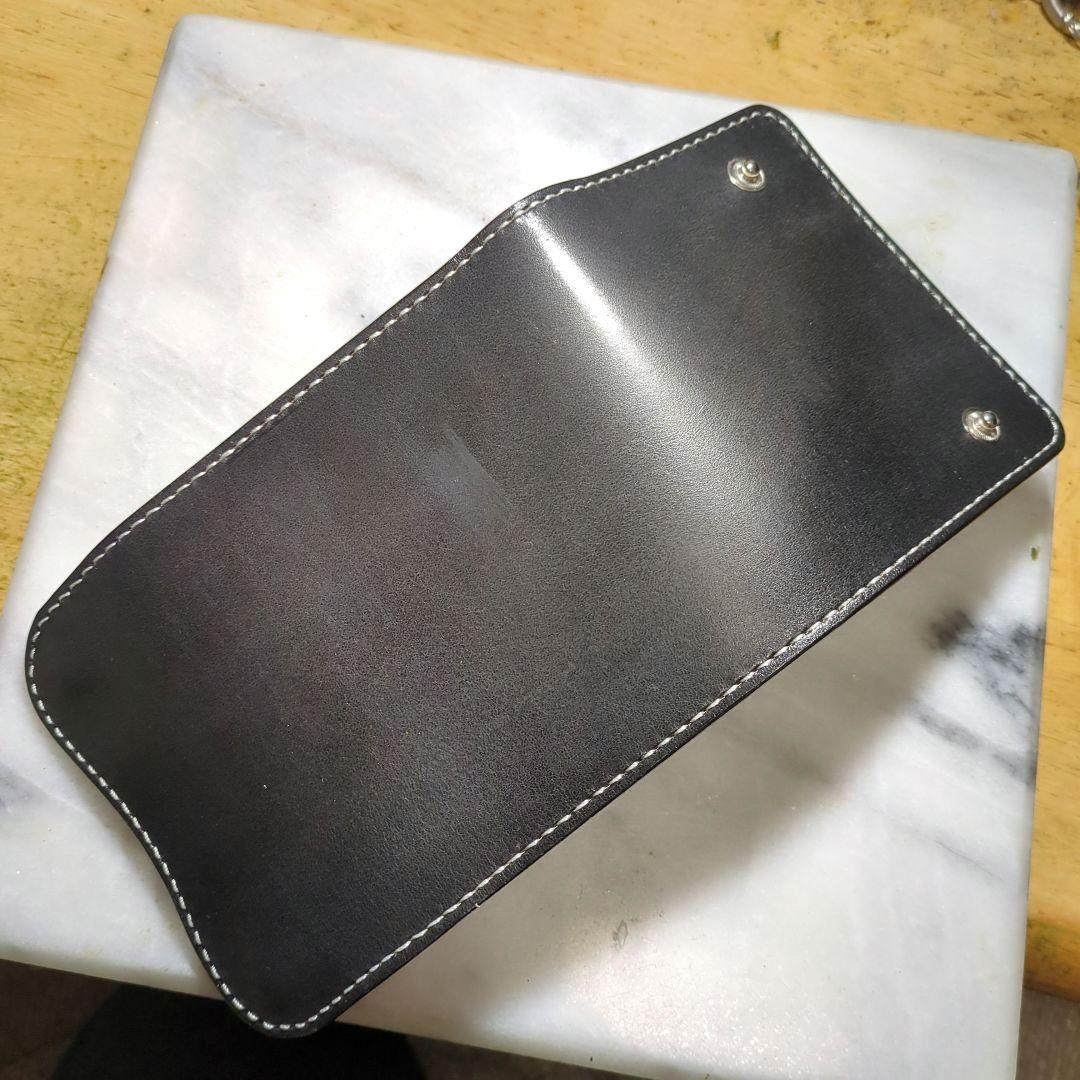 姫路ヌメ革 2つ折り財布 ハンドメイド ショートウォレット ブラック 黒 新品