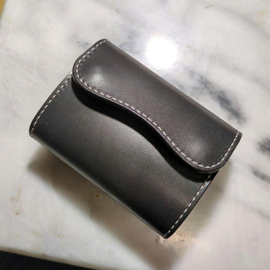 姫路ヌメ革 2つ折り財布 ハンドメイド ショートウォレット ブラック 黒 新品
