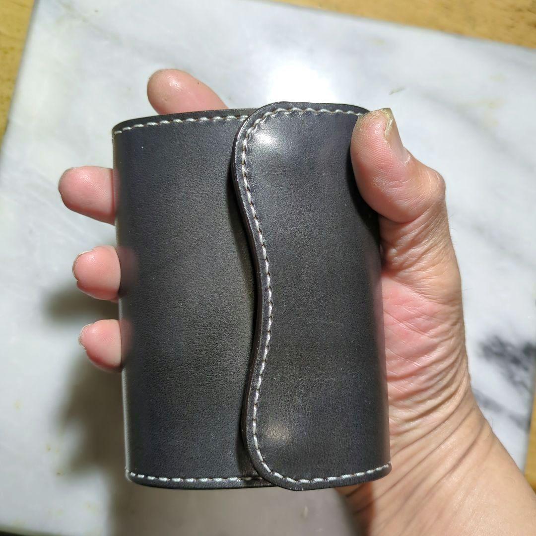 姫路ヌメ革 2つ折り財布 ハンドメイド ショートウォレット ブラック 黒 新品