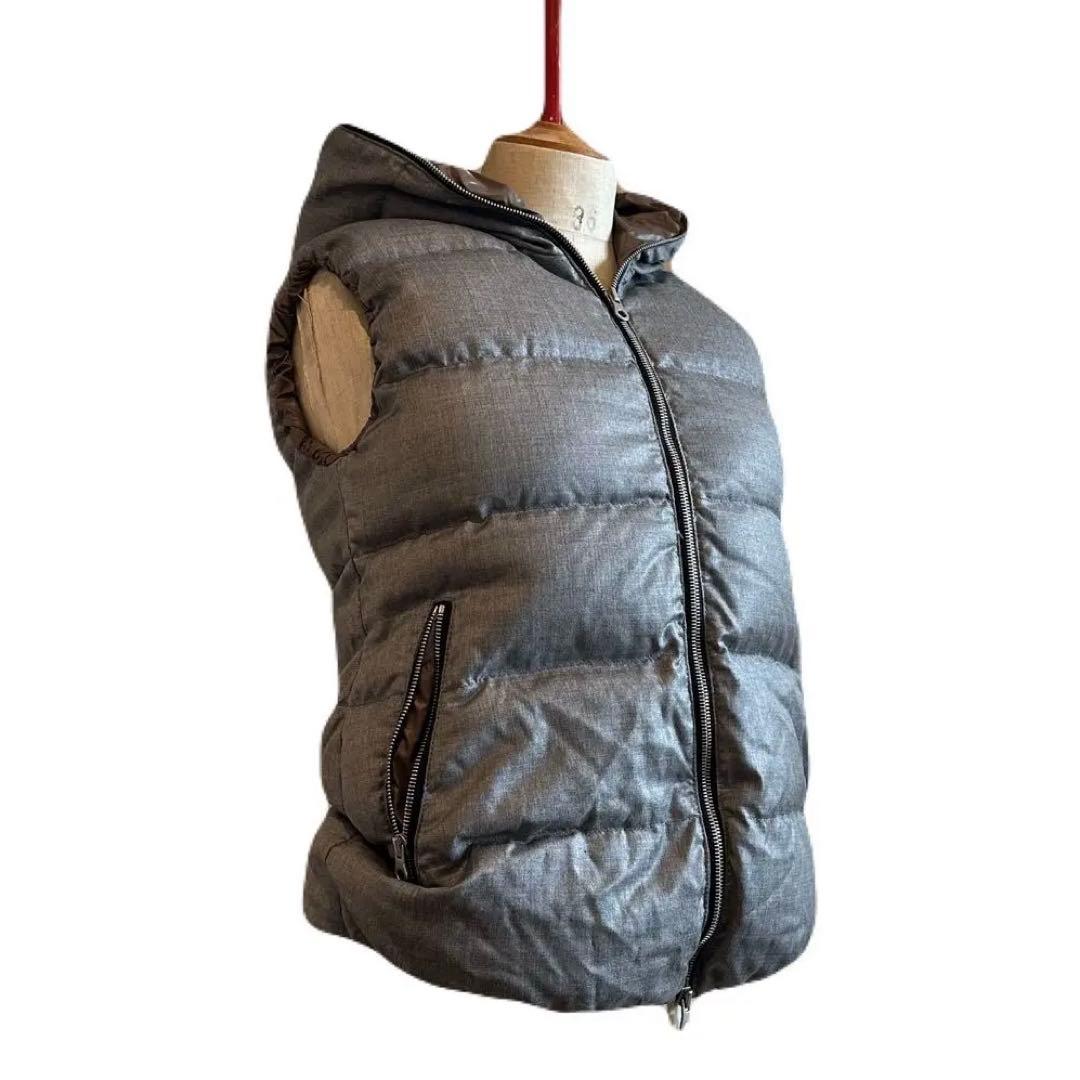 DUVETICA グレー フード付きダウンベスト 42 L