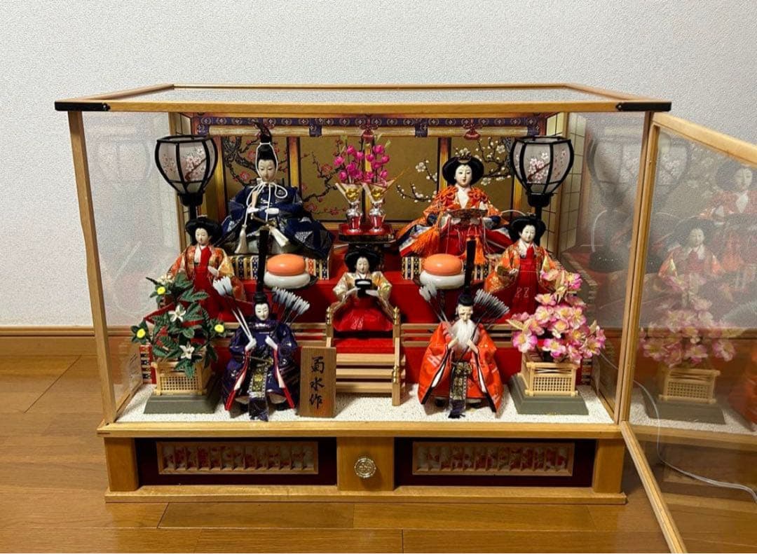 雛人形　7人飾り　3段　ケース　オルゴール　灯り