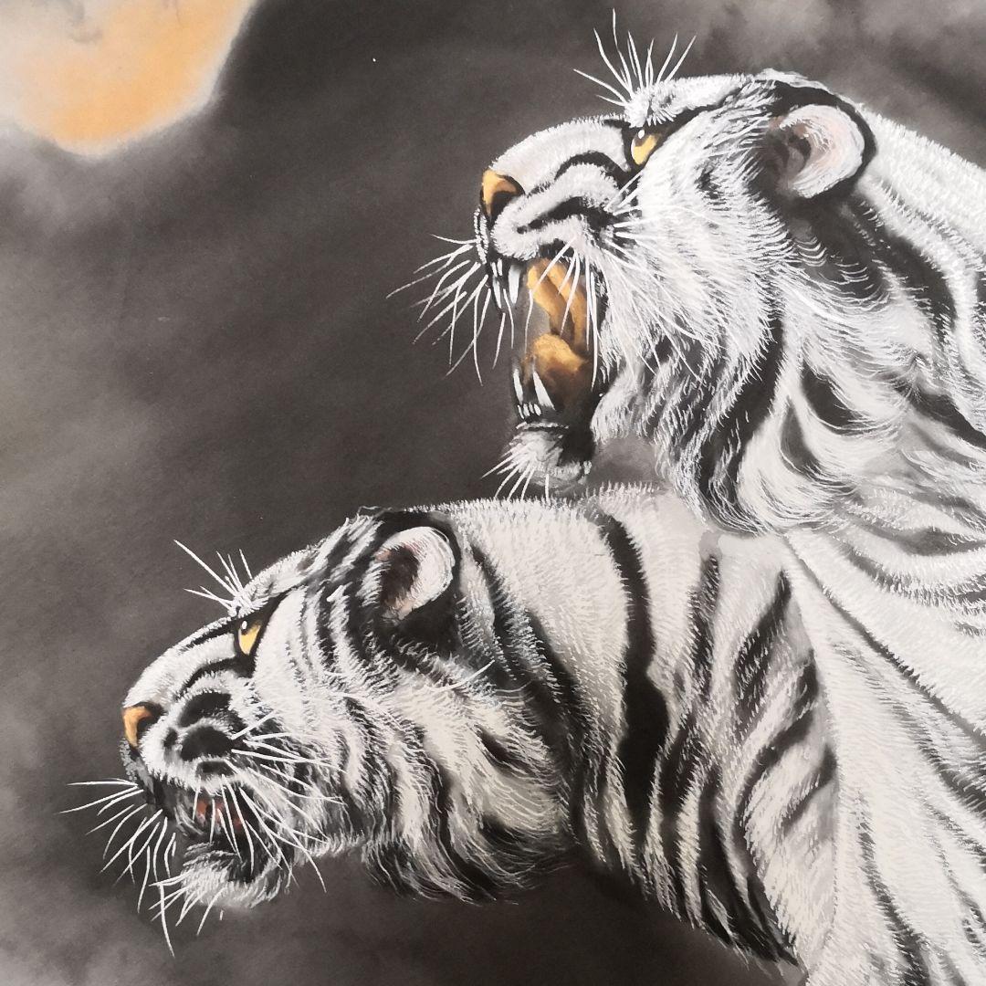 堀江玉鳳　白虎の掛け軸用の絵