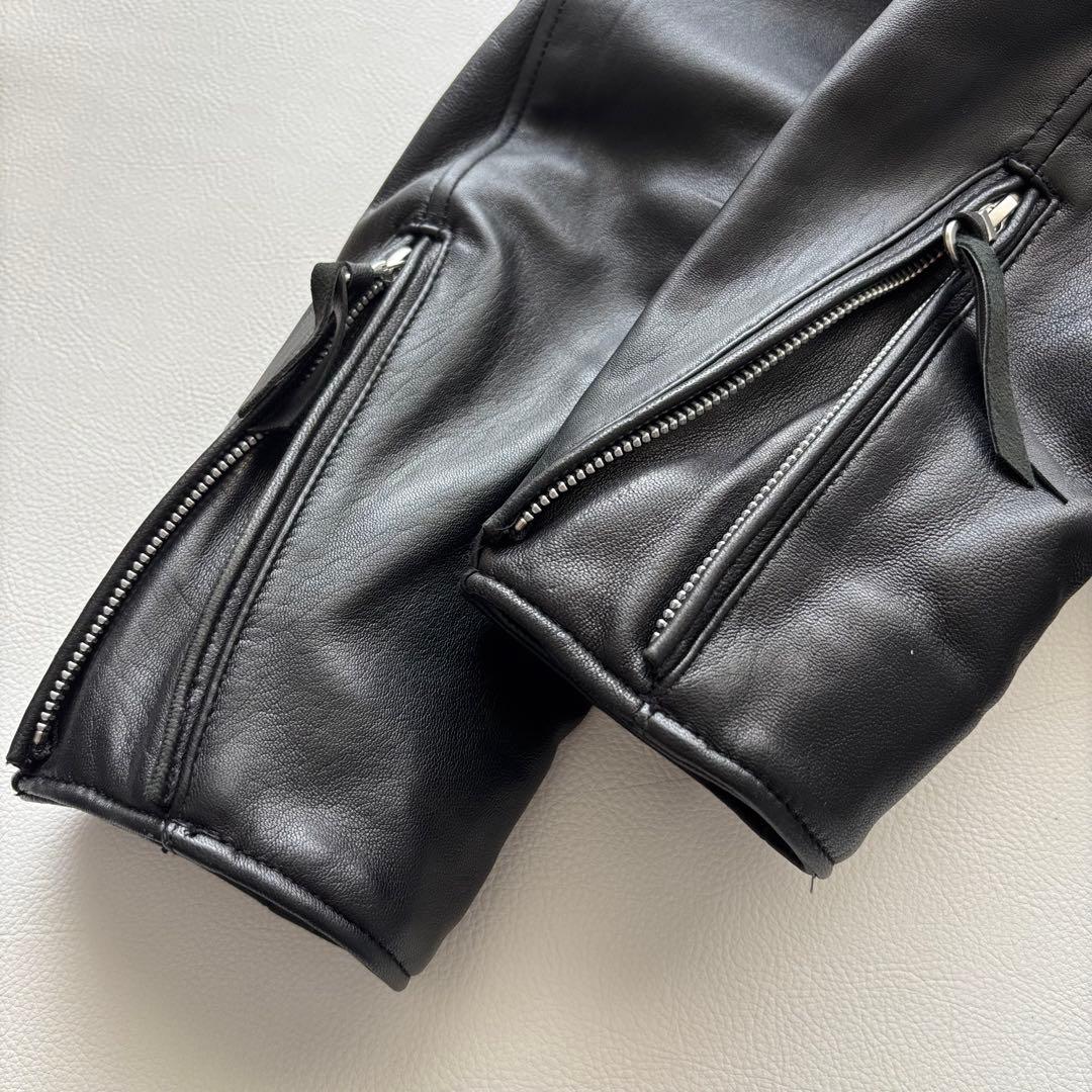 01992 ナノユニバース　シングルライダースジャケット　ラムレザー　メンズ　L