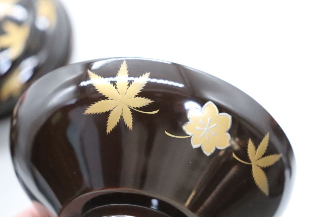 寛政11年　輪島塗　蒔絵紅葉紋お椀10個　木製　古民具　送料込み260131