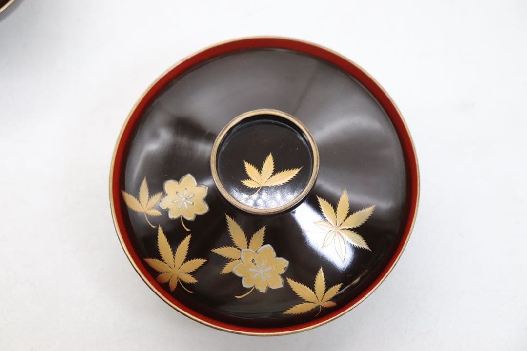 寛政11年　輪島塗　蒔絵紅葉紋お椀10個　木製　古民具　送料込み260131