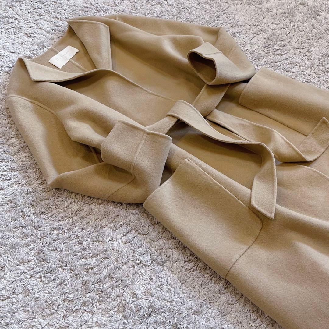 美品【ダブルフェイス／ベルト付き】ボールジィ／オーバーサイズ•ノーカラーコート