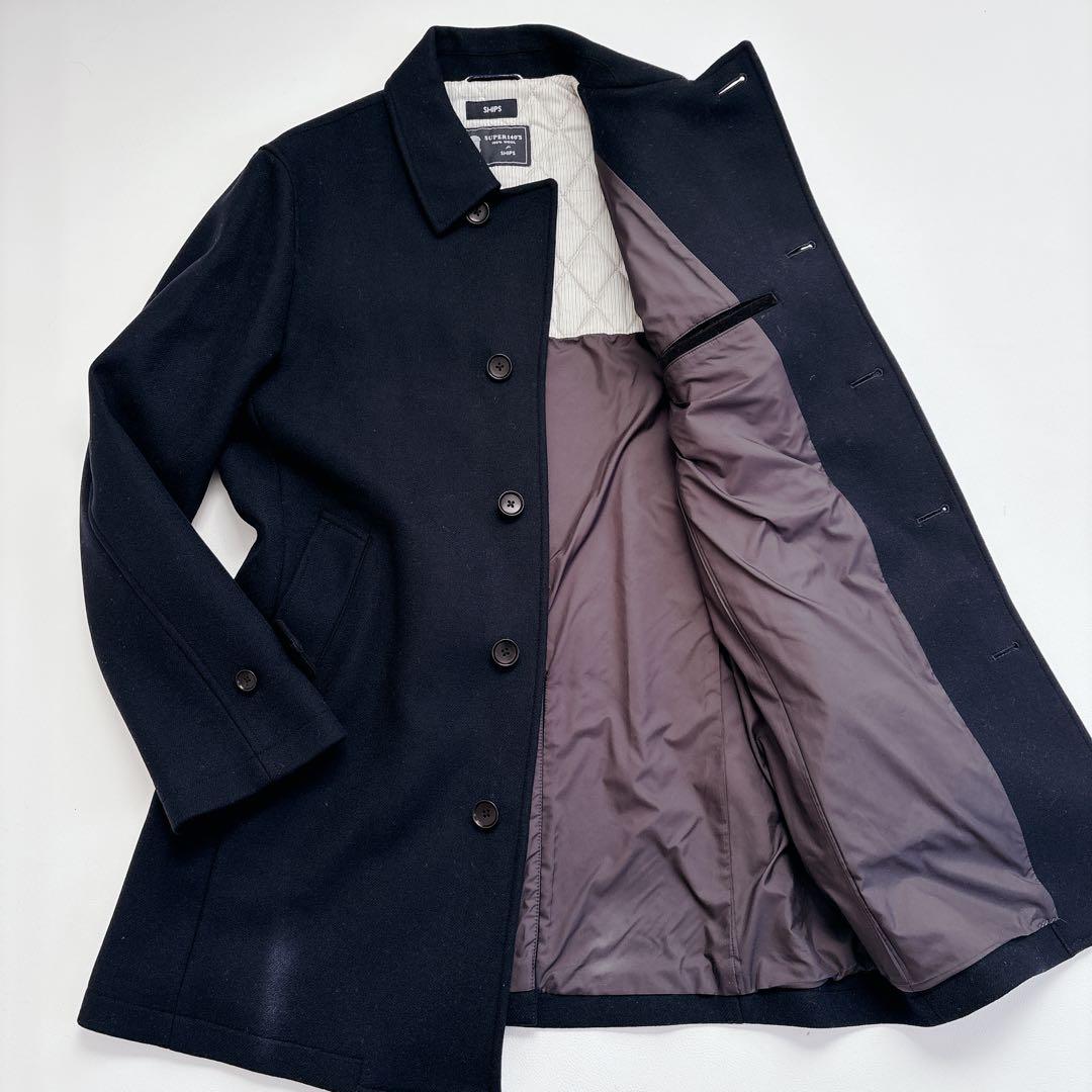 SHIPS スーパー140 ステンカラーコート キルティング サイズXL