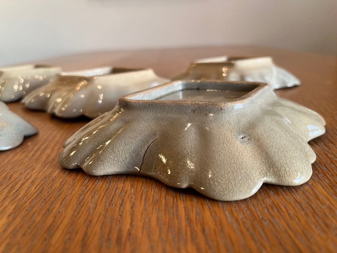 古瀬戸 御深井焼 菊皿 輪花皿 【5客】