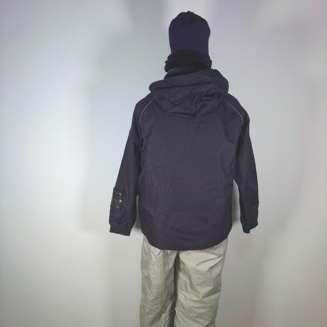 キッズ　子供　150cm　上下　男の子　スキーウェア　ネイビー　グレー　ニット帽