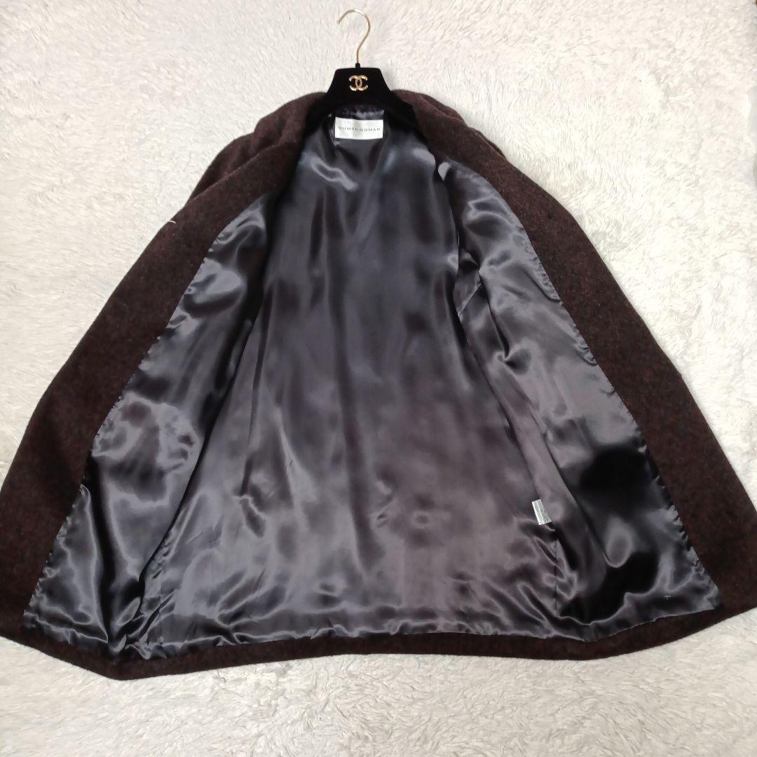 未使用・タグ付■HUMAN　WOMAN ウール チェスターコート ブラウン系