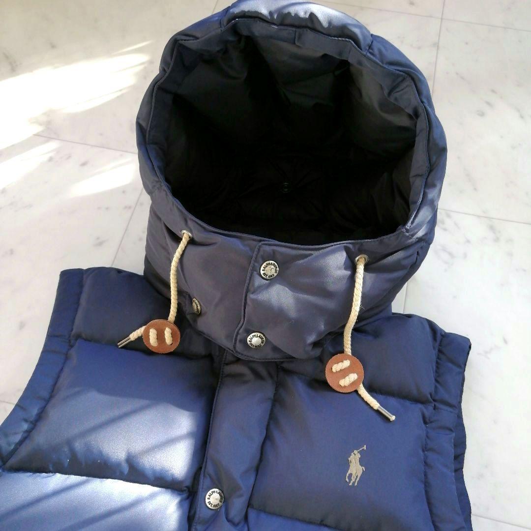 ラルフローレン フード付き ダウンベスト Lサイズ 紺 2way ポニー刺繍