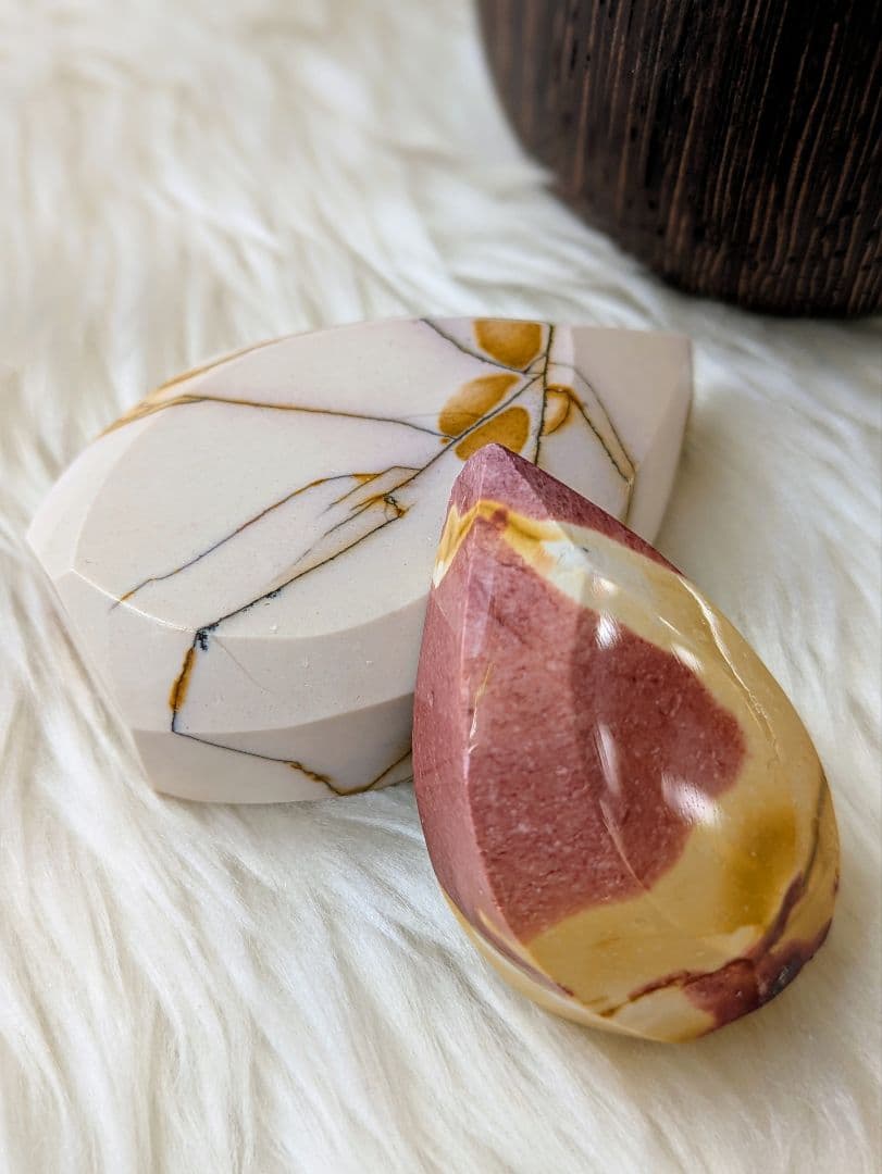 希少　♡Mookaite Jasper　ムーカイト♡　風景画　枝葉　2個セット