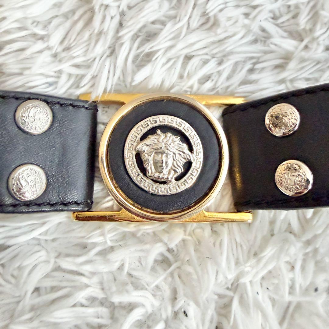 ジャンニヴェルサーチ 2連 メデューサ ベルト ブラック シルバー