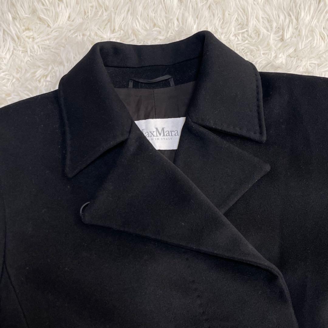【Max Mara】白タグ　マックスマーラ 比翼ボタン　ロングコート 黒