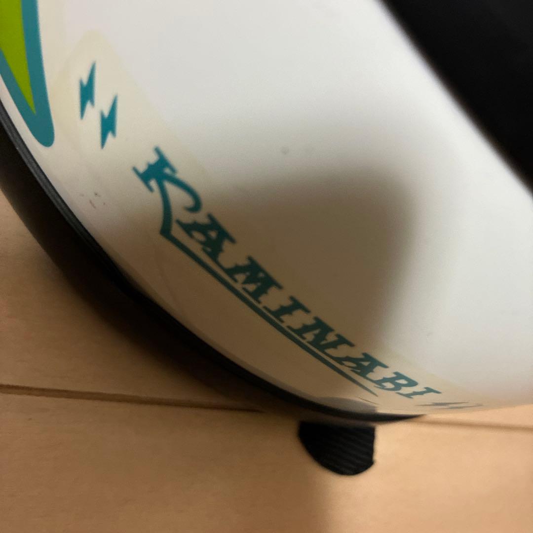 あ*ー様 族ヘルKaminari フルフェイスヘルメット ホワイト グリーン