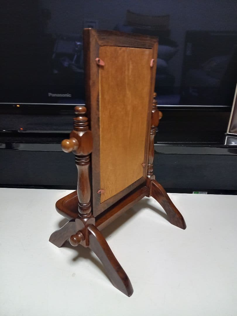 1970's　ヴィンテージ　コロニアル　ウッド　テーブル　スタンド　ミラー