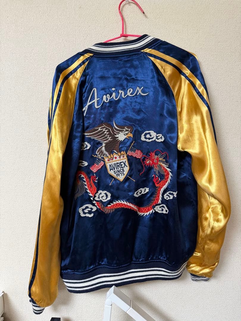 Kira Avirex スカジャン 黒/白/青/金刺繍　リバーシブル