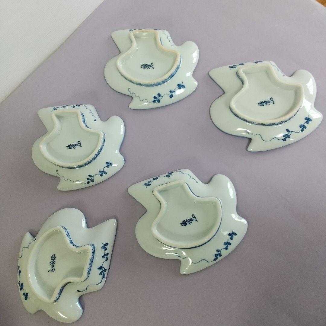 源右衛門⭐️染付鶴形 銘々皿 五枚組