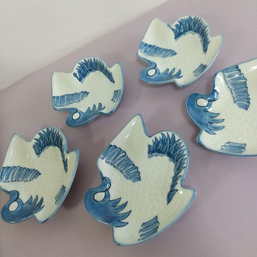 源右衛門⭐️染付鶴形 銘々皿 五枚組