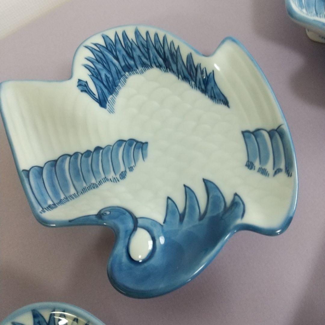 源右衛門⭐️染付鶴形 銘々皿 五枚組