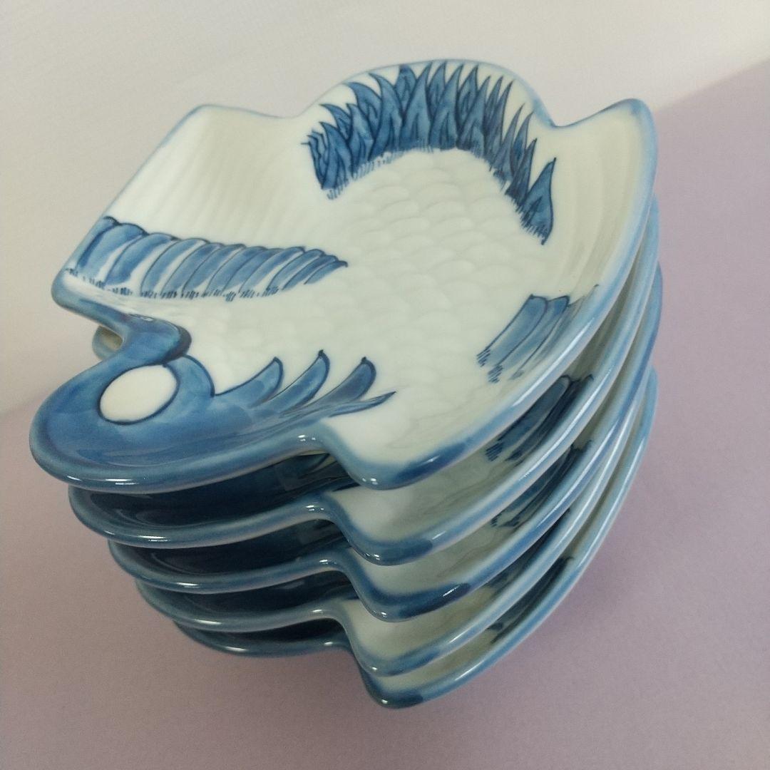 源右衛門⭐️染付鶴形 銘々皿 五枚組