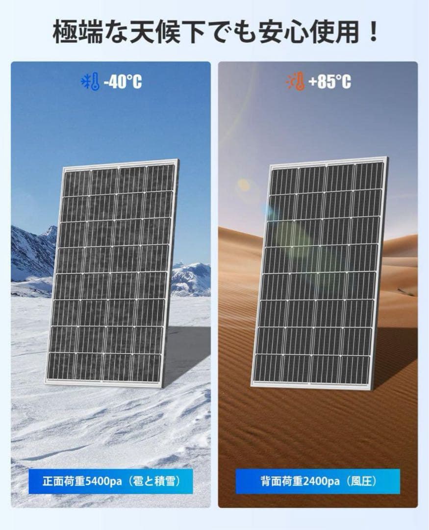 ソーラーパネル 200W 100w*2枚 単結晶 超高効率