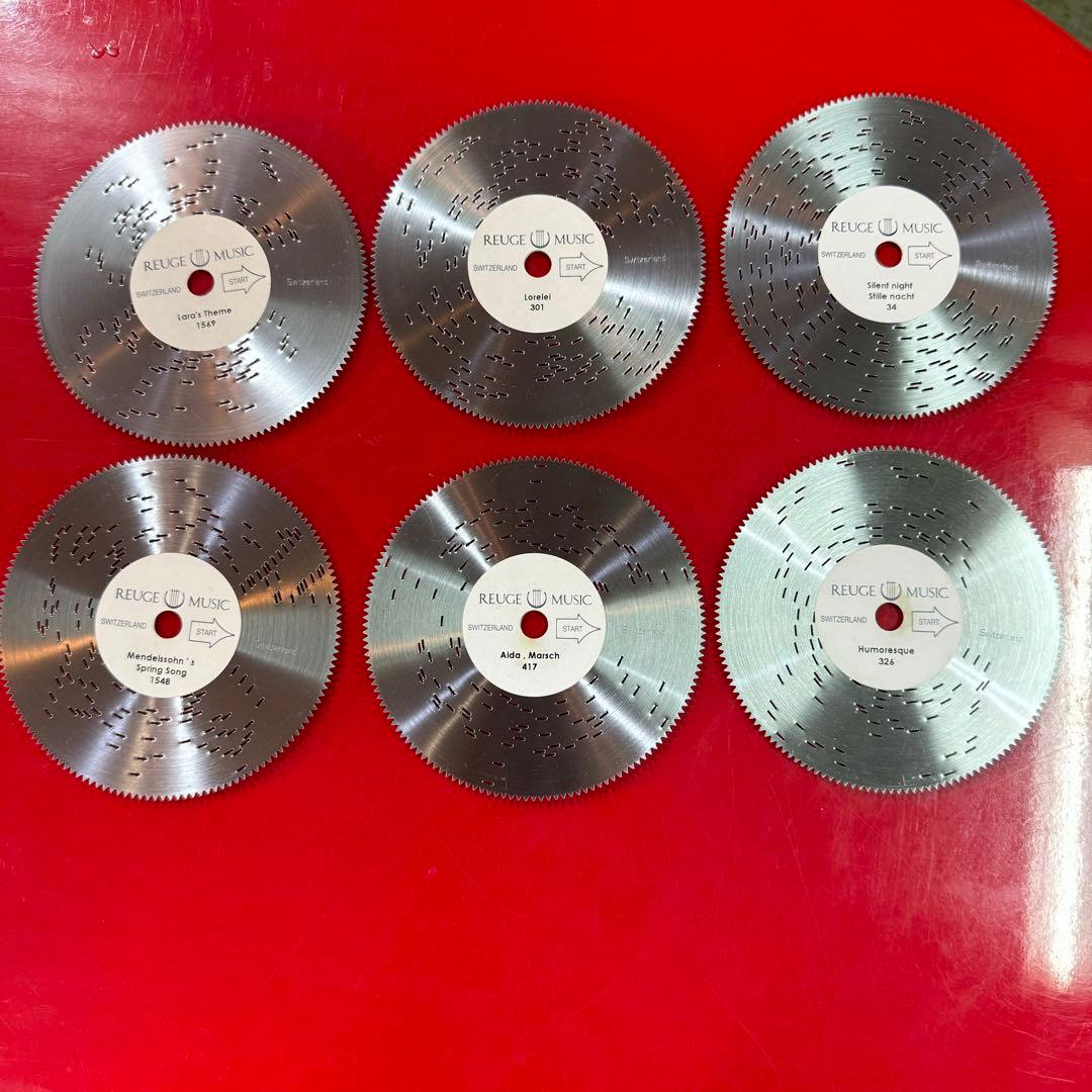 スイス　リュージュ社製　高級アンティーク　ディスク型オルゴール　ディスク6枚付