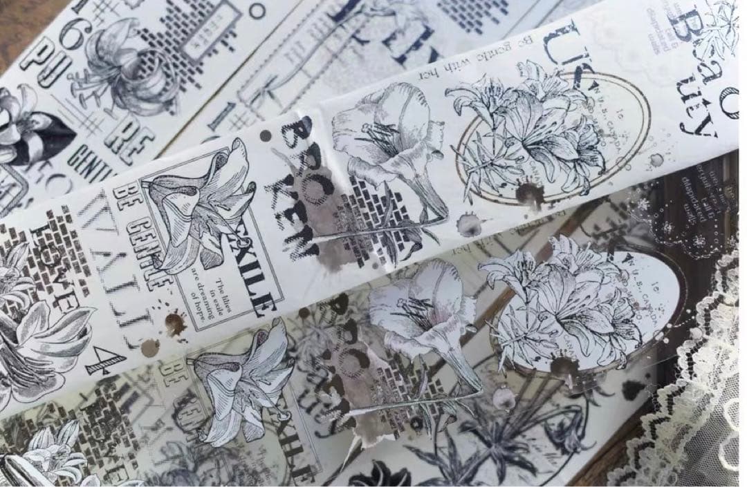 壹洱原创《旧影百合》海外マスキングテープ　マステ 【1871】