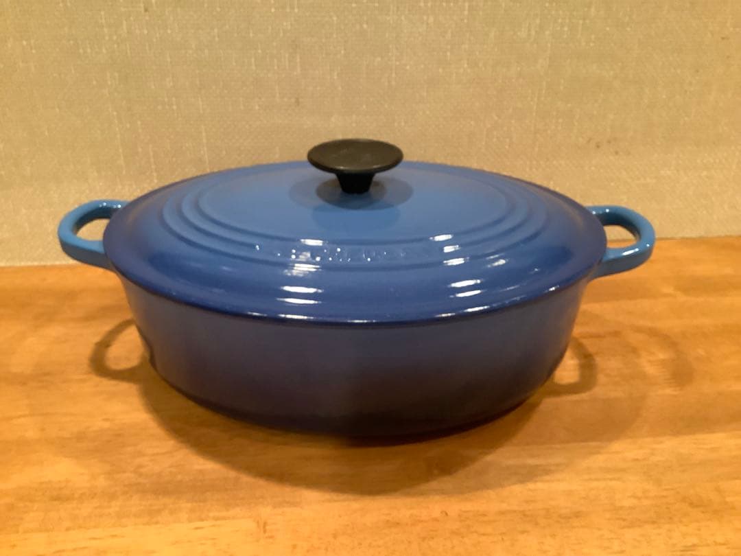 ルクルーゼ　ココットオーバル　浅型　27cm アズールブルー