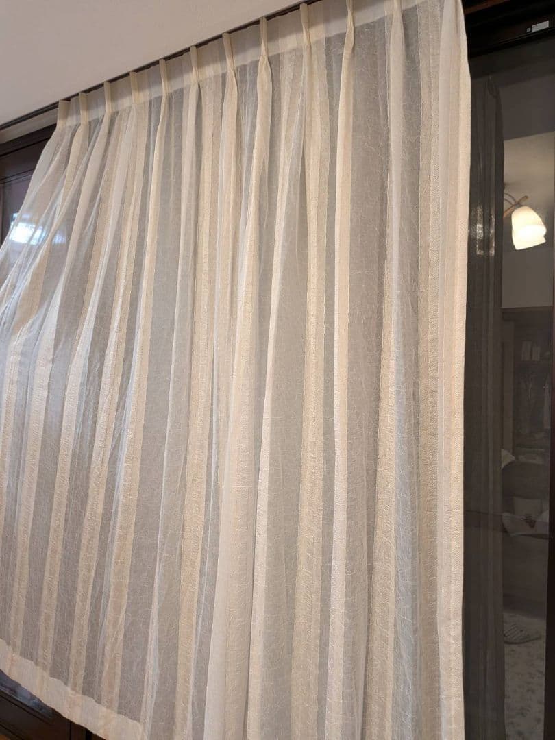 サンゲツ　2倍ヒダ　レースカーテン　w130xh210 ×2枚セット