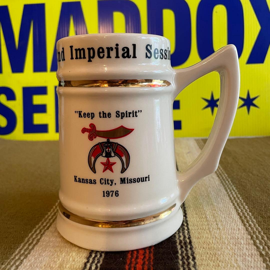 貴重BIG！70's フリーメイソン　陶器マグカップ秘密結社　USAヴィンテージ