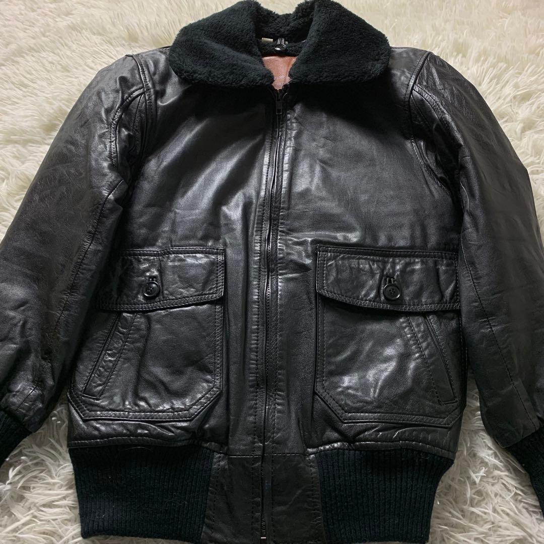 【雰囲気抜群】ヴィンテージ フライトジャケット G-1 ブラック 襟ボア M