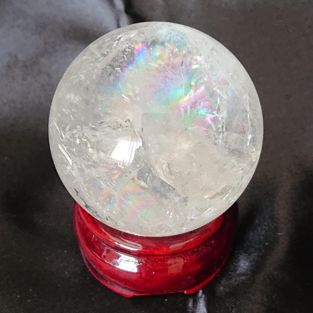 水晶玉　天然石　天然石レインボー虹色水晶丸玉　観賞石　パワーストーン　新品未使用