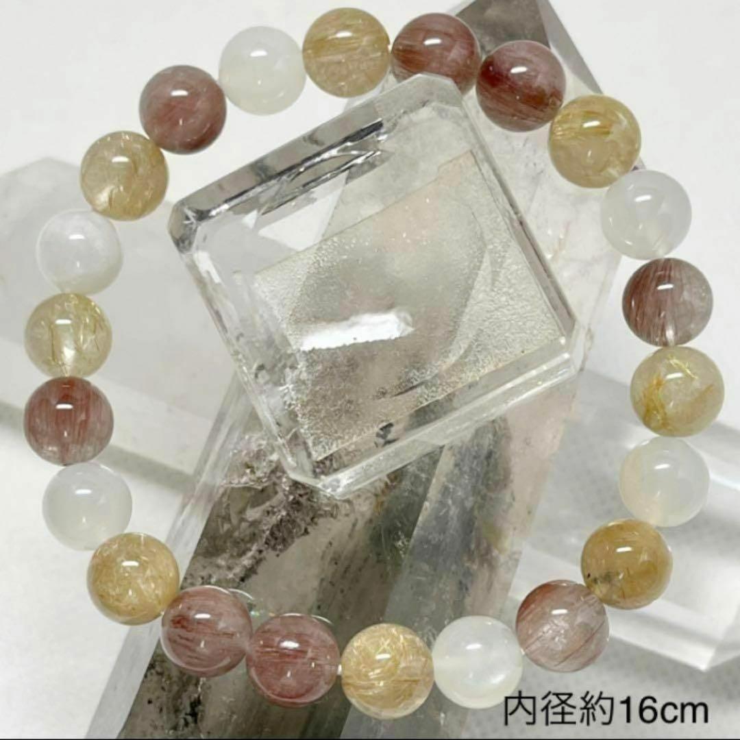 ルチルクオーツ　ムーンストーン　パワーストーンブレスレット　内径約16cm
