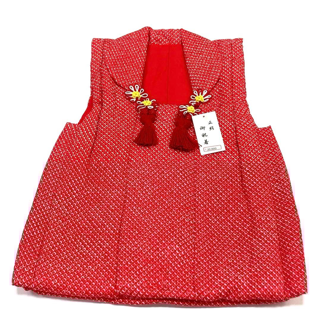 ☆新品未使用☆女の子　3歳　七五三・和装　赤系かのこ被布コート