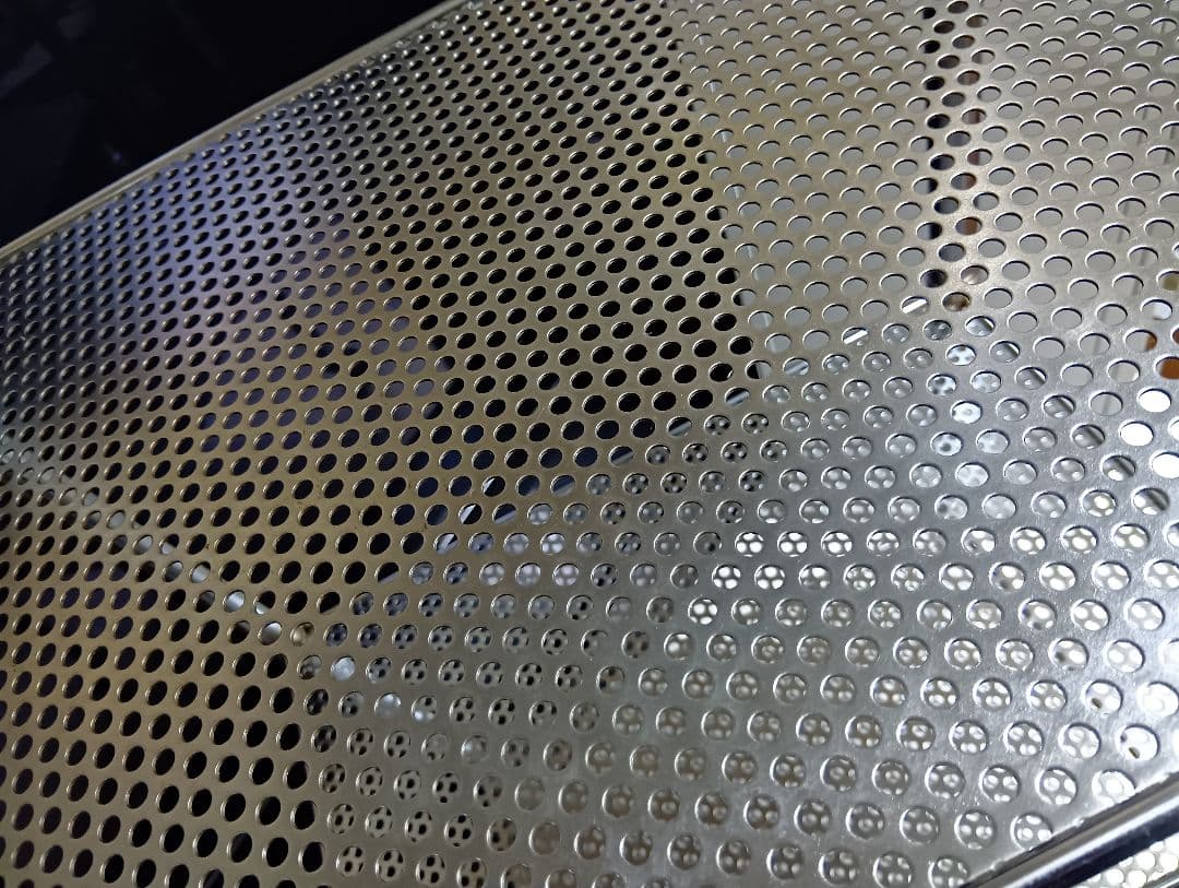 希少　1980's　スペースエイジ　パンチングメタル　ステン　シェルフ　ワゴン