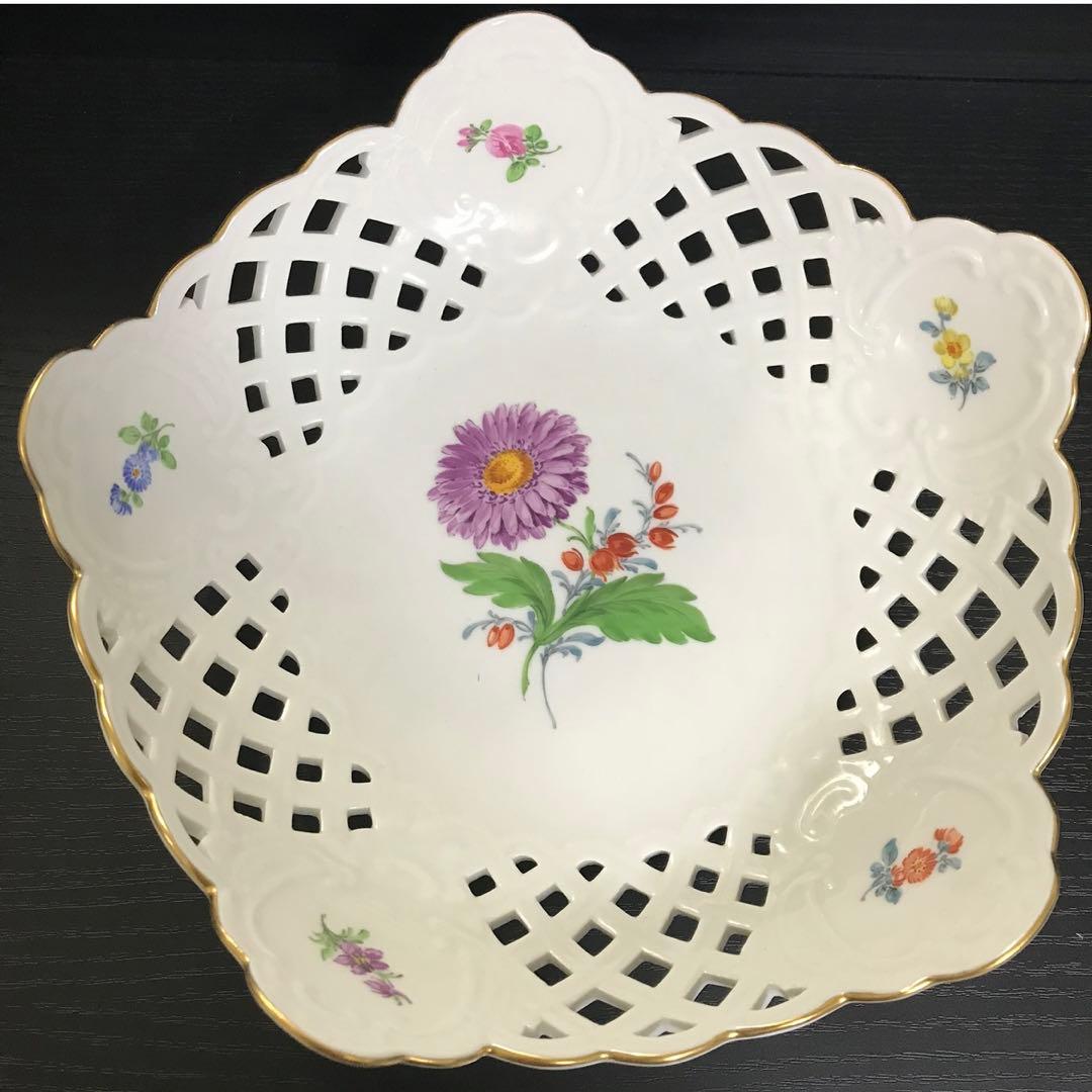 マイセン　透かしプレート　透かしボウル