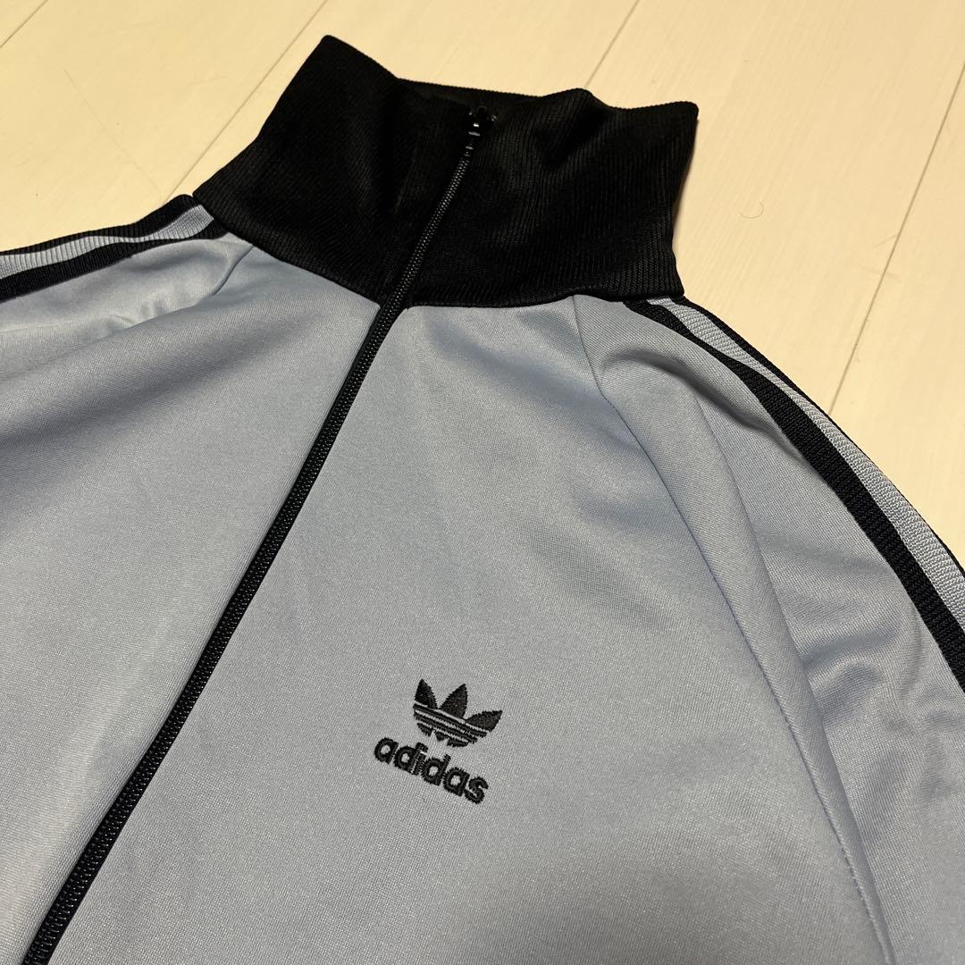 80's adidas デサント製 トラックジャケット グレー‪×黒 L程度