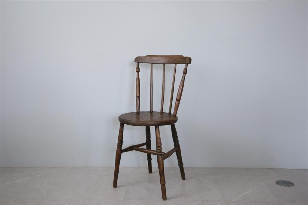英国アンティーク木製キッチンチェア/ダイニングイス椅子/飾り棚(89-12-1)